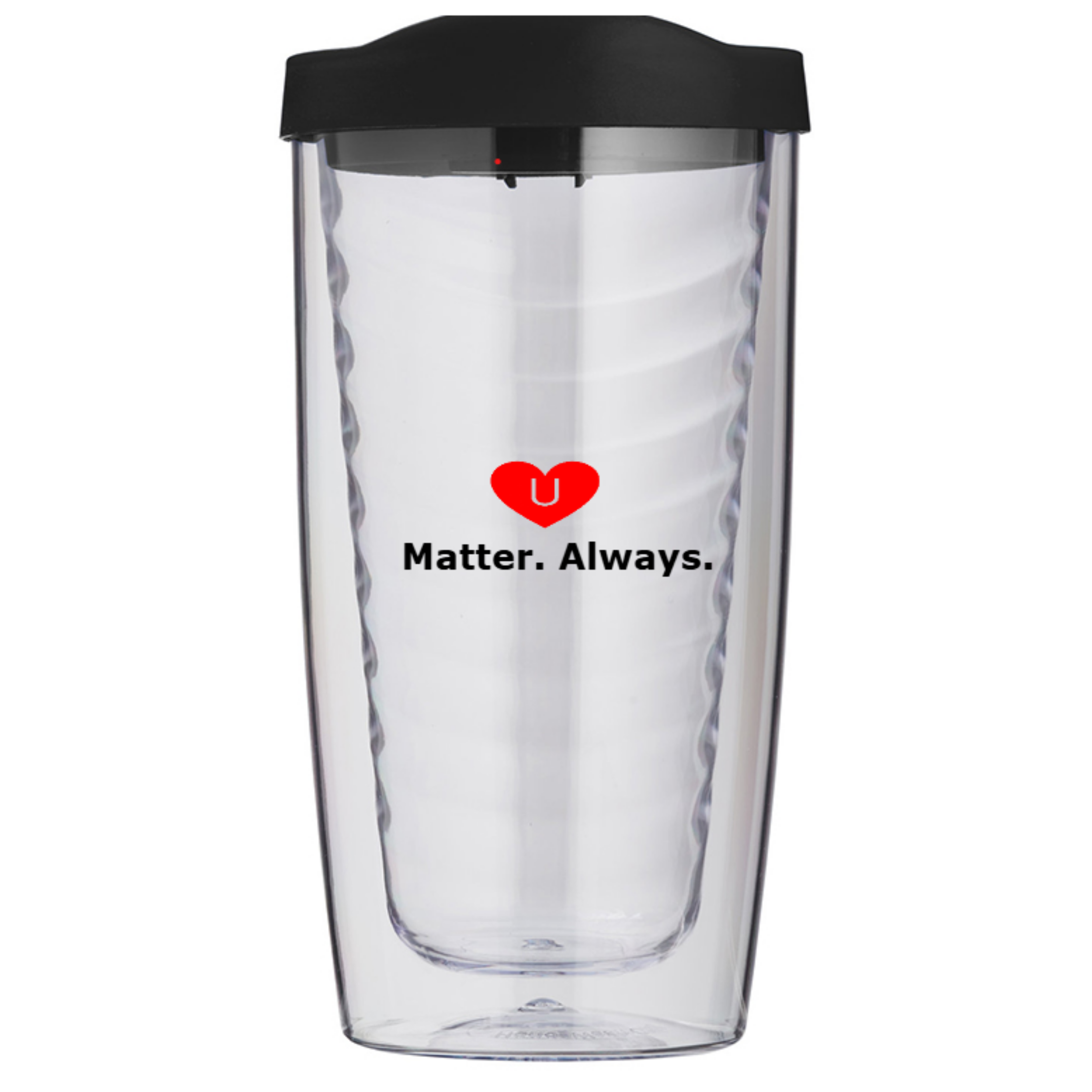U Matter Always™ Clear Tumbler — 14oz Double-Wall Cup for Daily Hydration & Routine