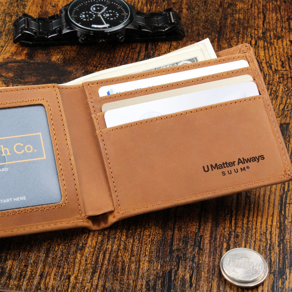 U Matter Always™ Engraved Leather Wallet | Meaningful Reminder Gift by SUUM®
