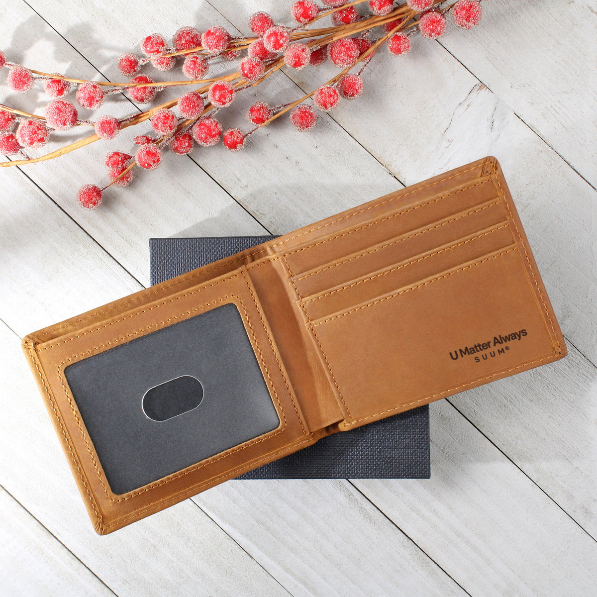 U Matter Always™ Engraved Leather Wallet | Meaningful Reminder Gift by SUUM®