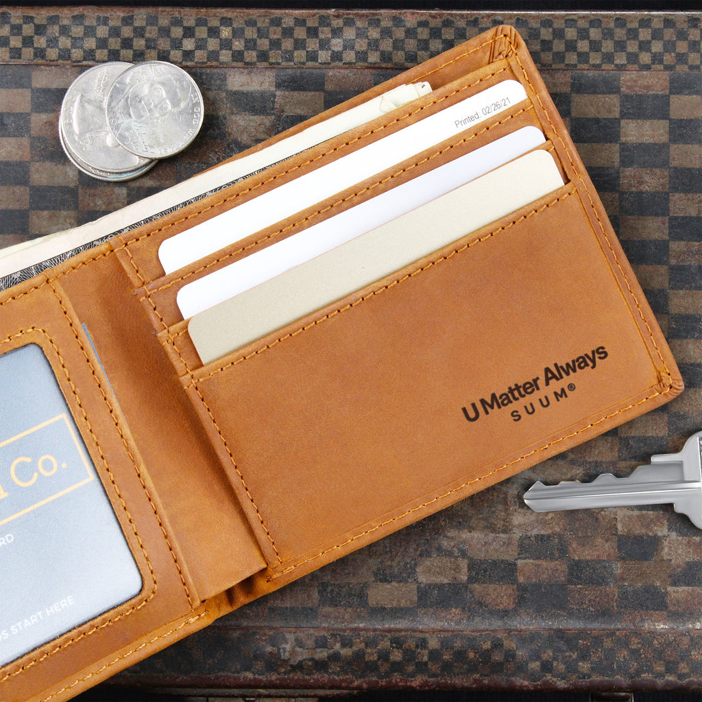 U Matter Always™ Engraved Leather Wallet | Meaningful Reminder Gift by SUUM®
