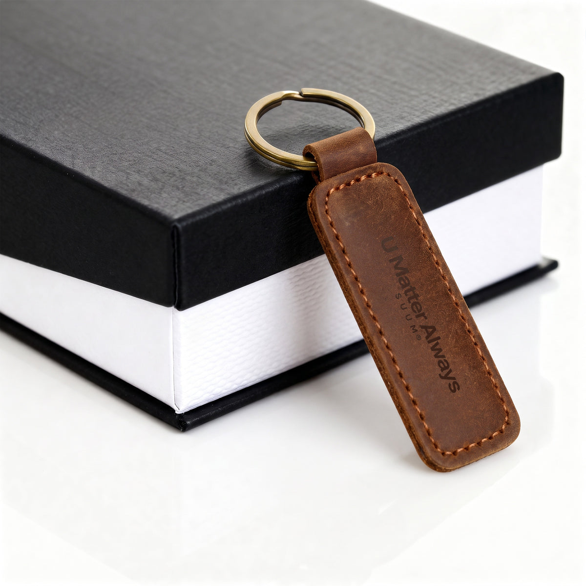 U Matter Always™ Engraved Leather Keychain | Meaningful Everyday Reminder by SUUM®