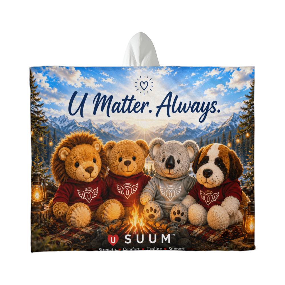 SUUM™ U Matter Always Hooded Sherpa Blanket – Comfort, Strength, Healing & Support