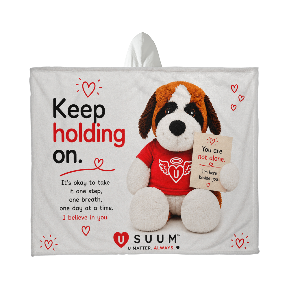 SUUM™ U Matter Always Support Companion Hooded Sherpa Fleece Blanket