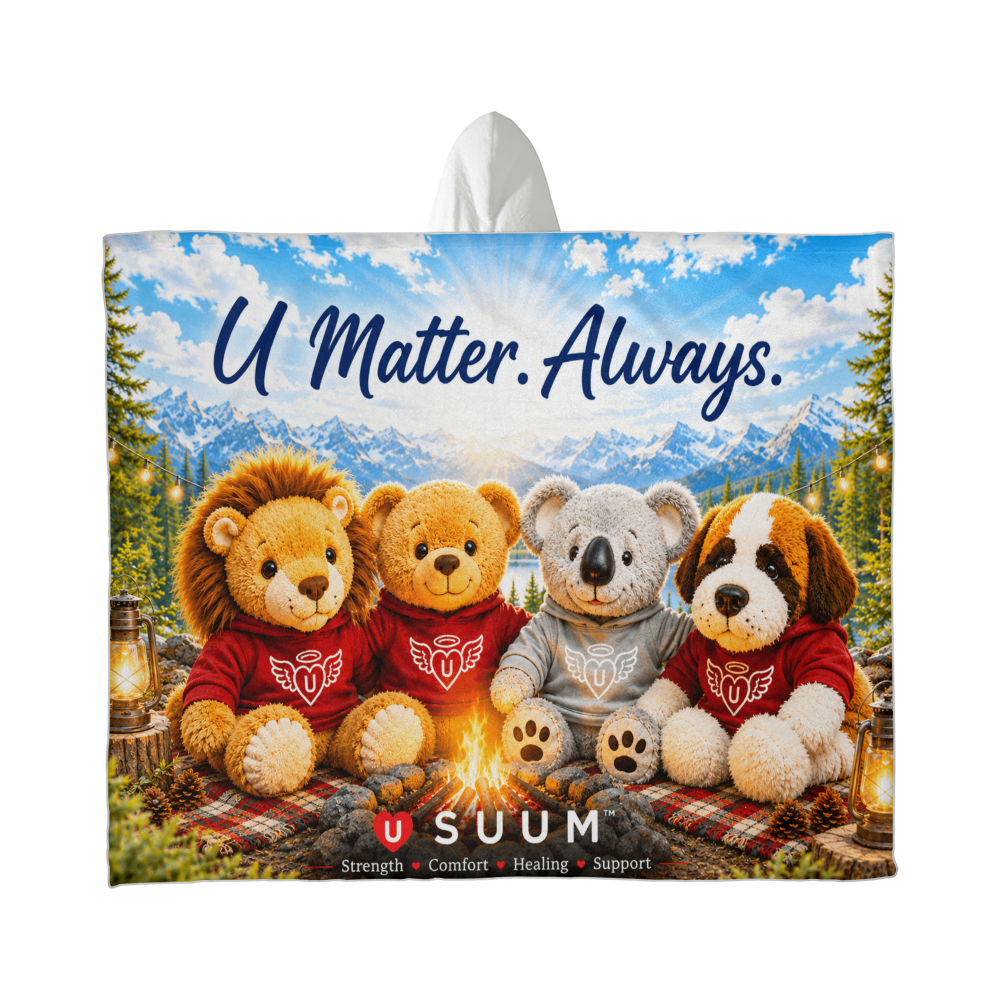 SUUM™ U Matter Always Hooded Sherpa Fleece Blanket | Comfort, Strength, Healing & Support Gift