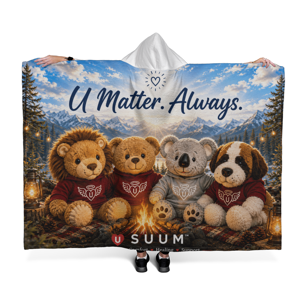 SUUM™ U Matter Always Hooded Sherpa Blanket – Comfort, Strength, Healing & Support