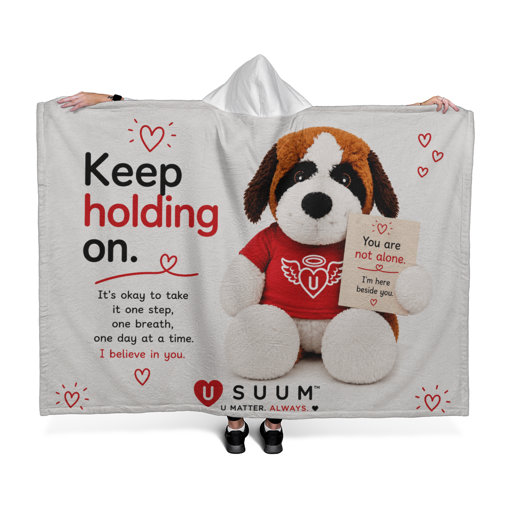 SUUM™ U Matter Always Support Companion Hooded Sherpa Fleece Blanket