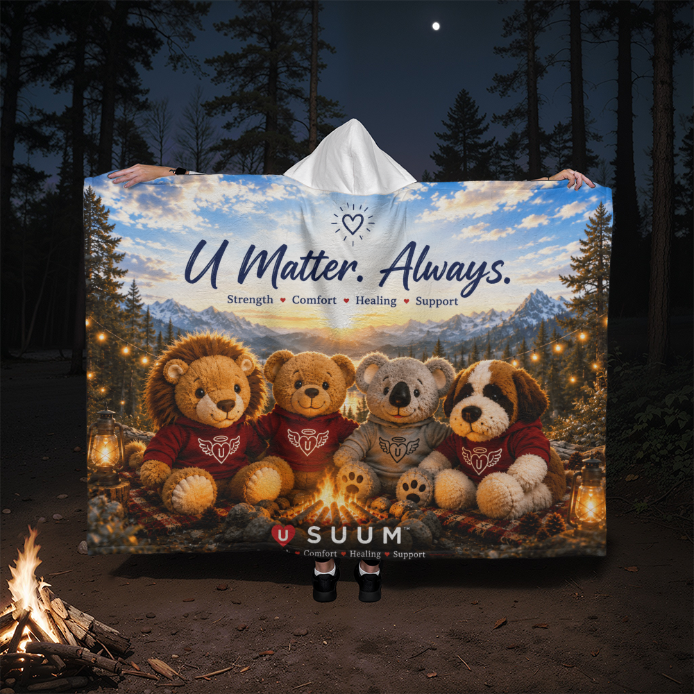 SUUM™ U Matter Always Hooded Sherpa Blanket – Comfort, Strength, Healing & Support