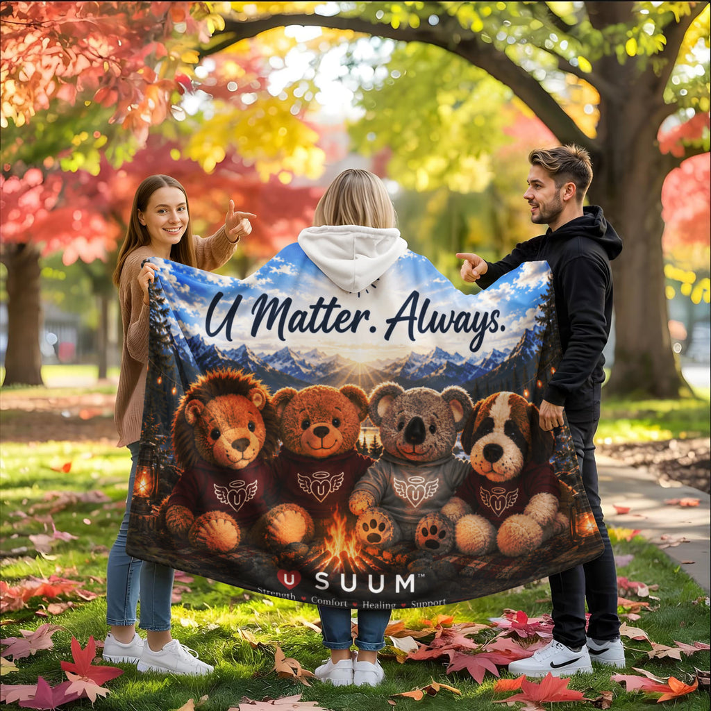 SUUM™ U Matter Always Hooded Sherpa Blanket – Comfort, Strength, Healing & Support