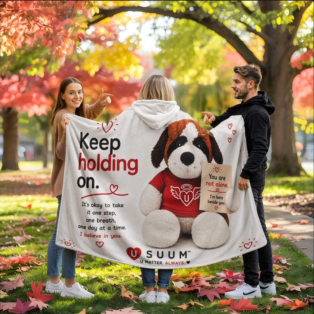 SUUM™ U Matter Always Support Companion Hooded Sherpa Fleece Blanket
