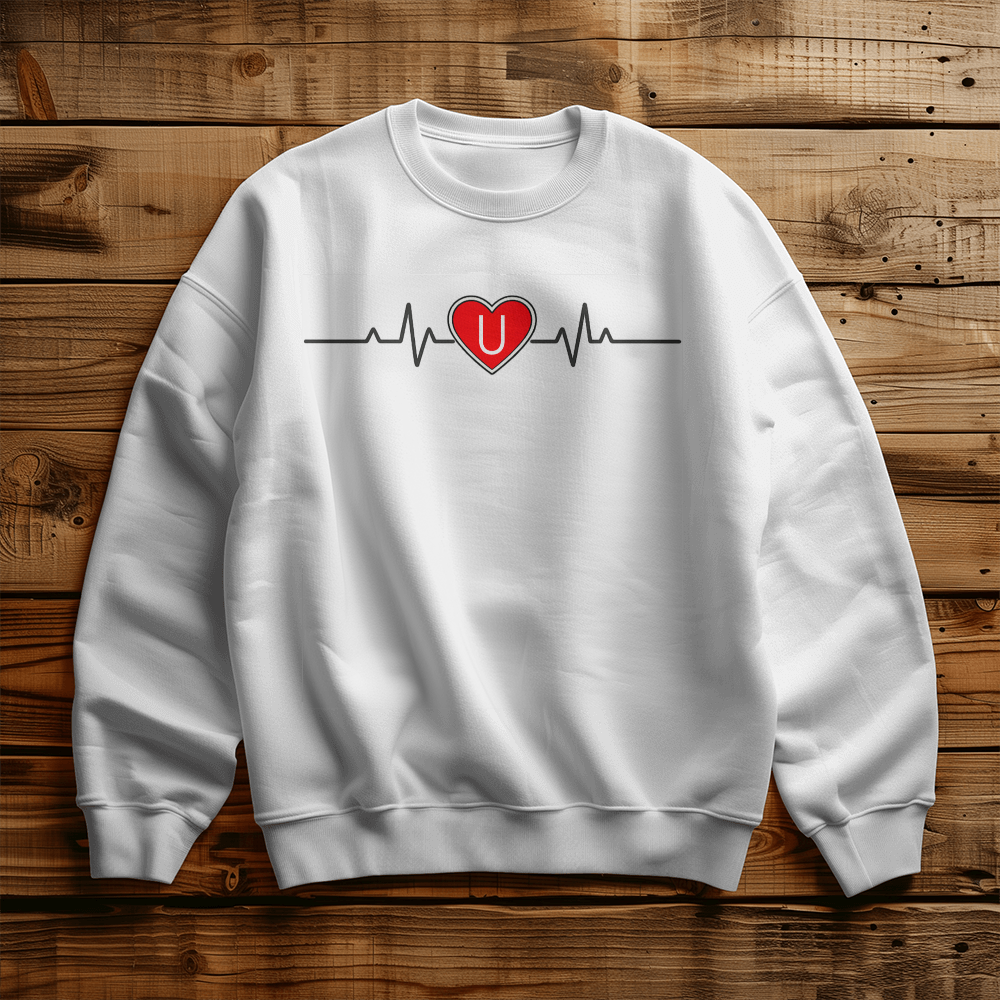 SUUM™ Signature Heartbeat Logo White Crewneck- A Wearable Reminder
